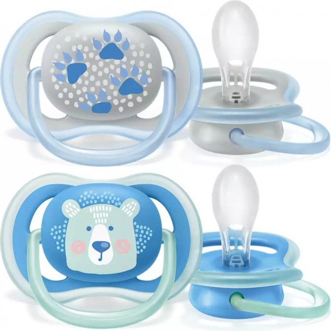 Пустышка PHILIPS AVENT ULTRA AIR , Лапки/Мишка, 6-18 мес, 2 шт, для мальчиков SCF085/03