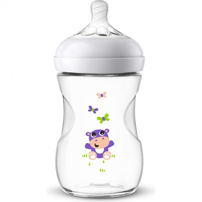 Бутылочка PHILIPS AVENT NATURAL2 Бегемотик 260мл с 1месяца SCF070/22