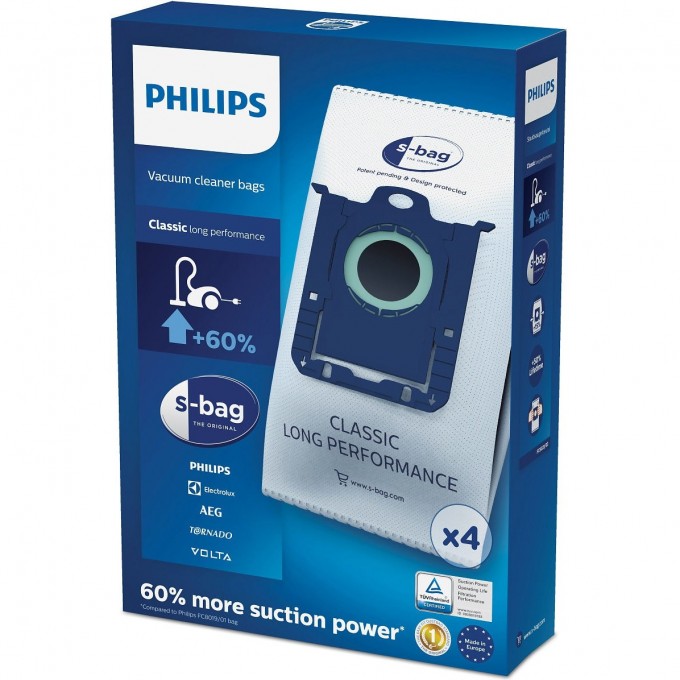 Мешки для пылесоса PHILIPS CLASSIC LONG PERFORMANCE S-BAG FC8021/03