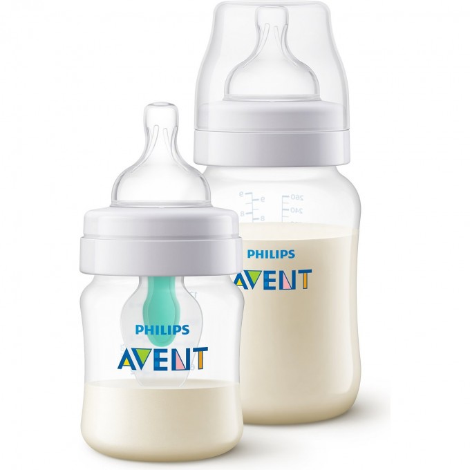 Набор бутылочек PHILIPS AVENT ANTI-COLIC с клапаном Airfree и без 2 шт с 0 месяцев SCD809/01